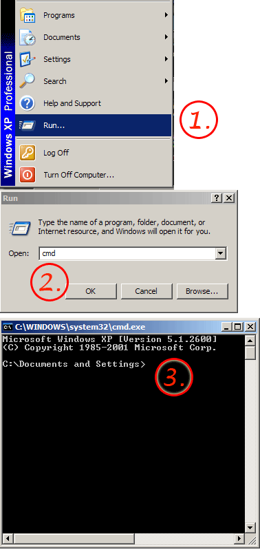 Command prompt Run DOS cmd